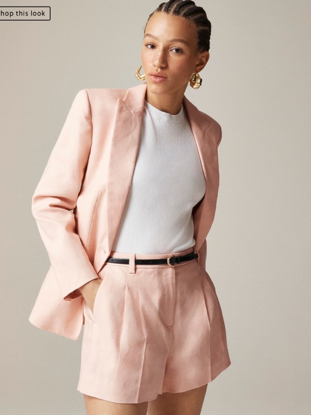 NWT J.Crew Ballet Pink 3-piece Blazer, Pants, Shorts Set. Stretch linen blend S6